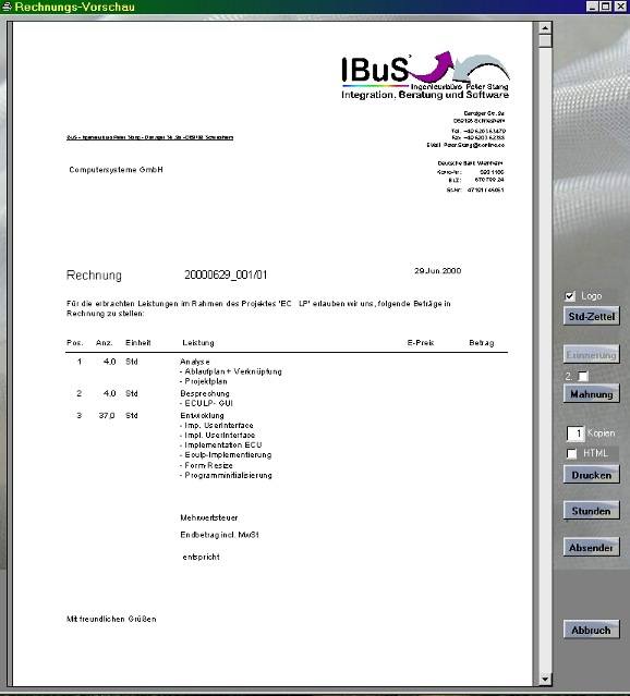 Rechnungsvorschau